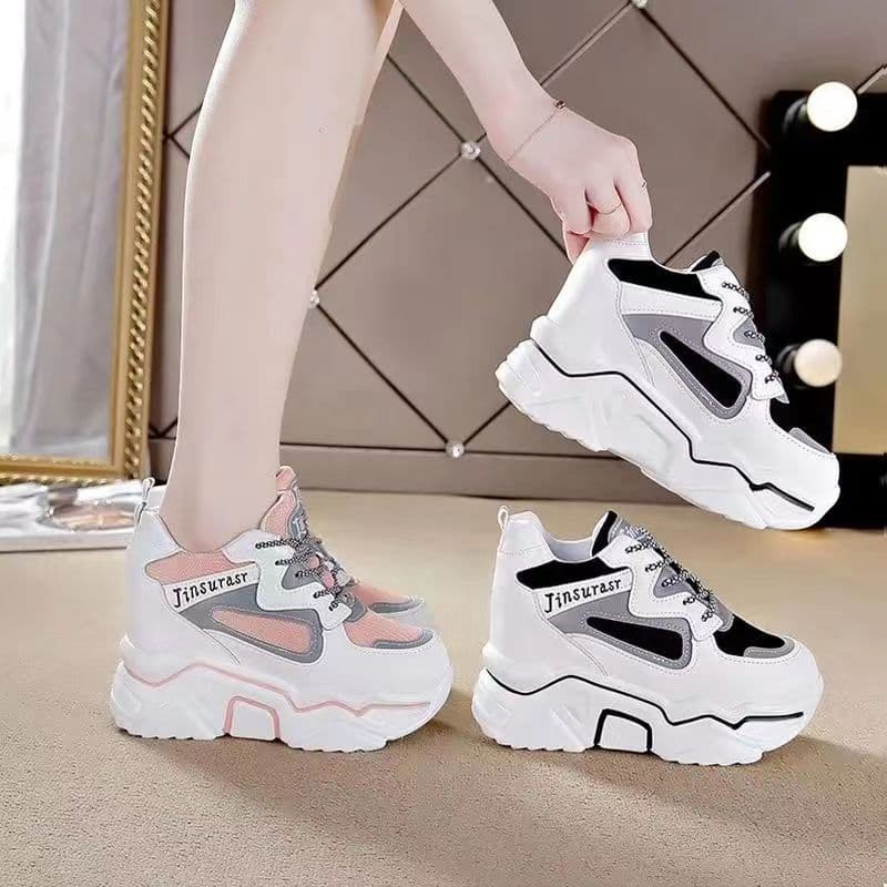 image-2022 daddy shoes women's ins comfortable high-heeled casual wear-resistant thick bottom heightening net red new sports shoes women Korean version