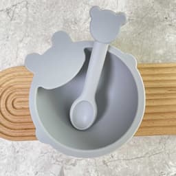 image-Baby Silicone Bowl Set - Fork & Spoon for 12+ Months