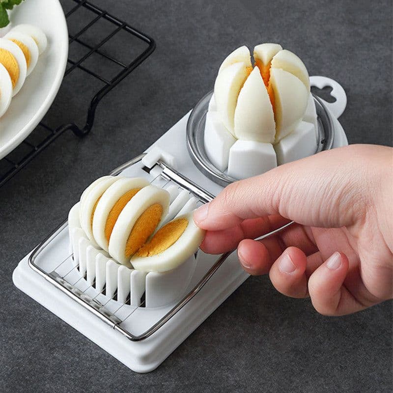 image-Egg Cutter - Stainless Steel Dual-Use White