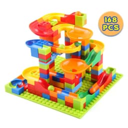 image-Manufacturer's supply Cross-border 504PC variable rail slide ball building blocks DIY large particle ball slide building block table