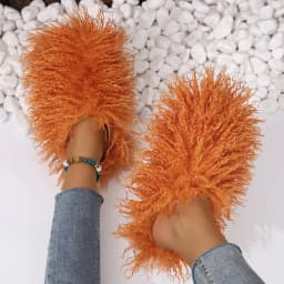 image-Women's Fur Slippers - Warm Home Cotton Slides