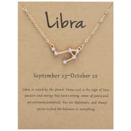image-Yulu 12-Constellation Diamond Necklace Alloy Clavicle Chain - Brown