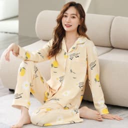 image-Women's Pajama Cardigan - Long Sleeve Milk Silk