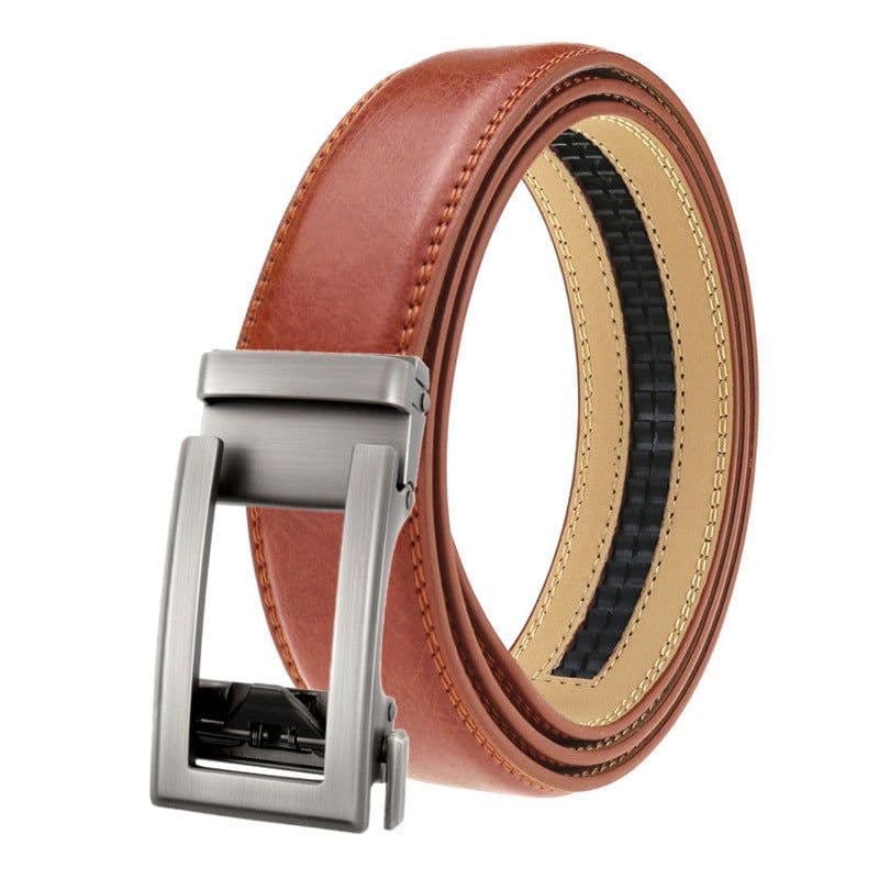 image-LannyQveen Men's Leather Belt - Red Automatic Buckle