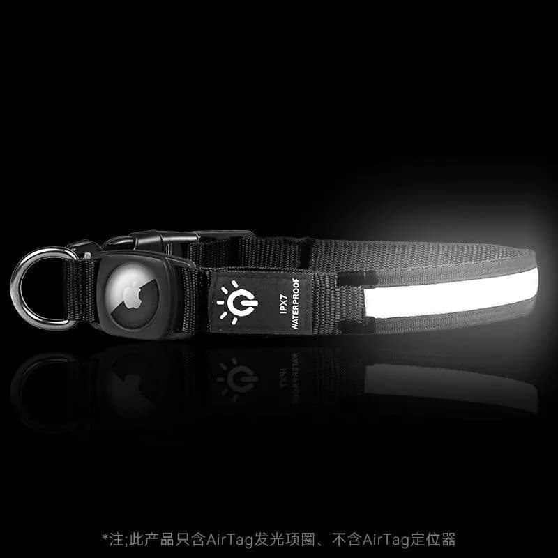 image-Hot selling airtag protective case positioning tracker case waterproof LED pet light-up collar protective case USB charging