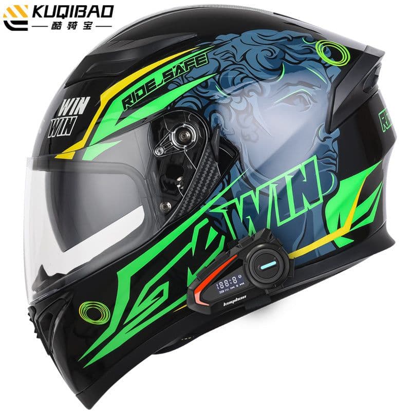 image-Coolqibao Motorcycle Full-Face Helmet Bluetooth XXL Gray