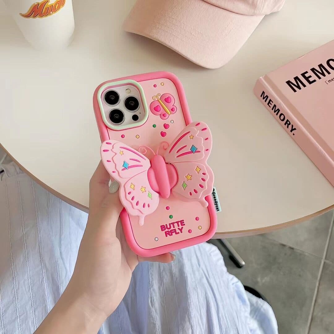 image-Sun Yi 3D Butterfly Stand - Silicone for iPhone 15/12/13/14 Pro Max - Anti-Fall