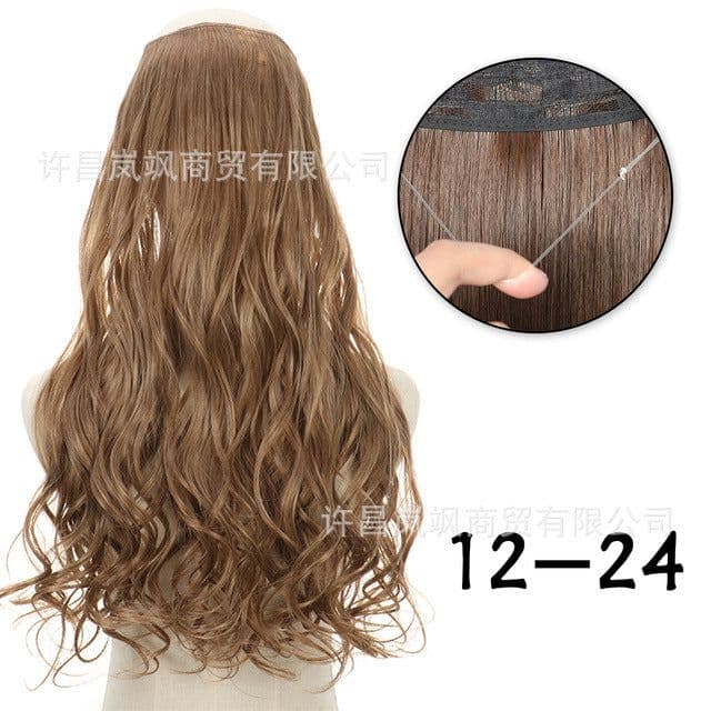 image-Lansa Adjustable Wig Piece 56 cm Seamless Long Curly Hair