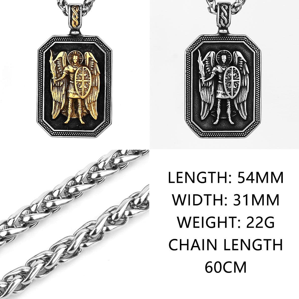 image-Gold Angel Sword Titanium Steel Pendant Necklace