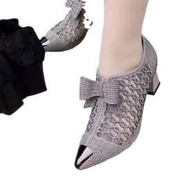 image-Rhinestone High Heel Pointed Toe Black Women's Fashion Shoes