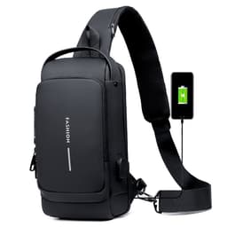 image-Men's Chest Bag Oxford Anti-Theft Shoulder Bag Black