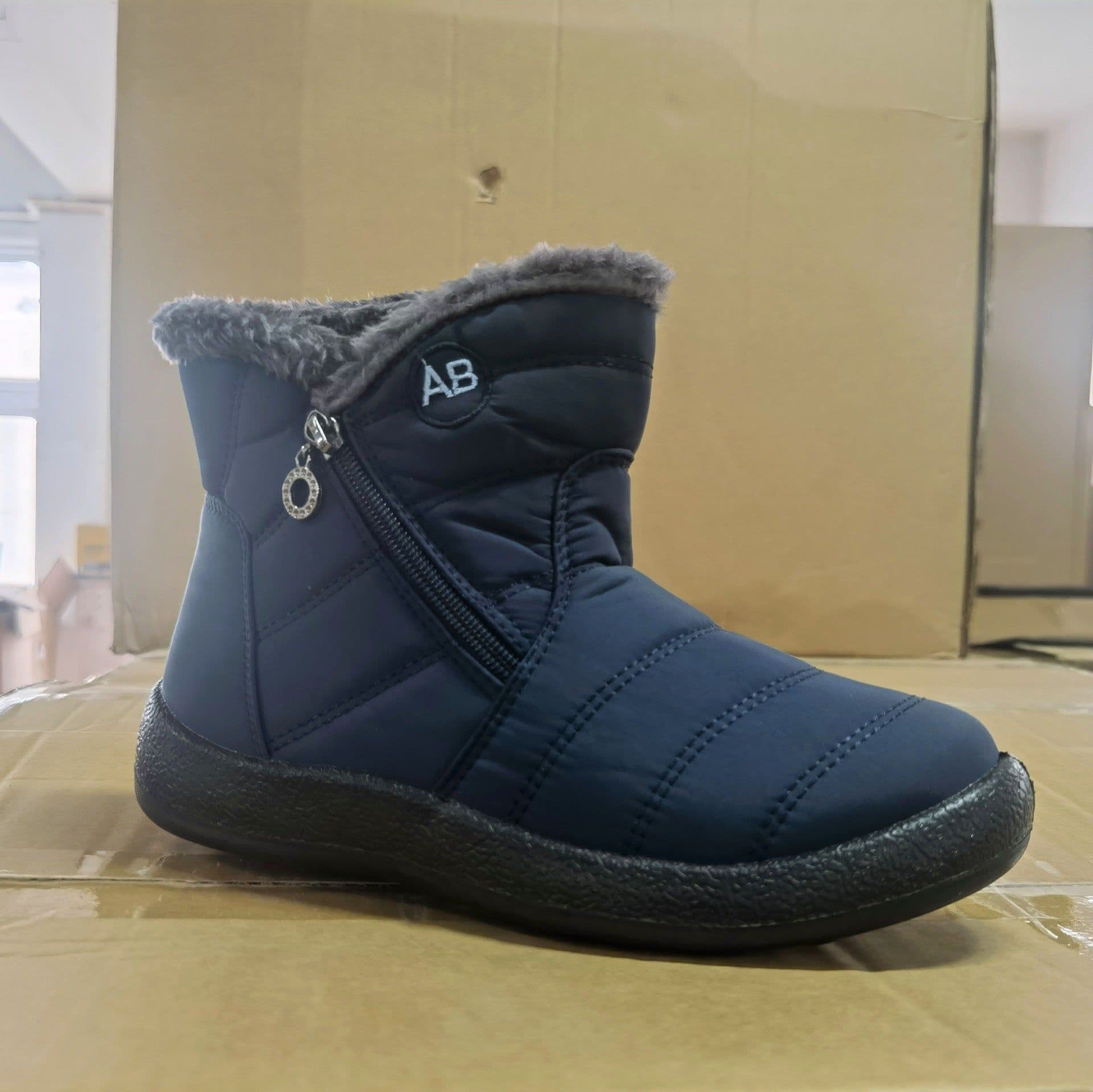 image-Women's Snow Boots Brown Cotton Side Zipper High Top