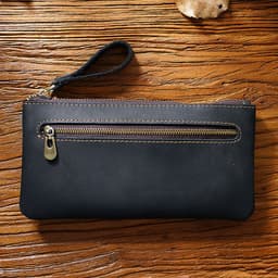 image-Retro Crazy Horse Leather Zipper Pen Bag Large Capacity Portable --- (57 characters)