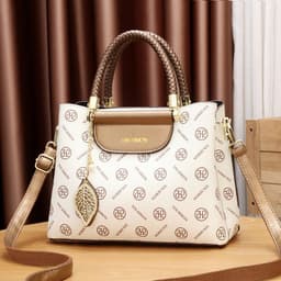 image-Ami Women's Shoulder Bag - Beige PVC Medium