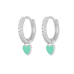 image-S925 Heart-Shaped Earrings - Platinum-White Oil Drop