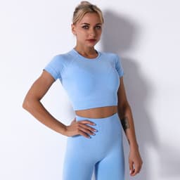 image-Nisha Women's Yoga Suit - Black Leggings Short Sleeve L