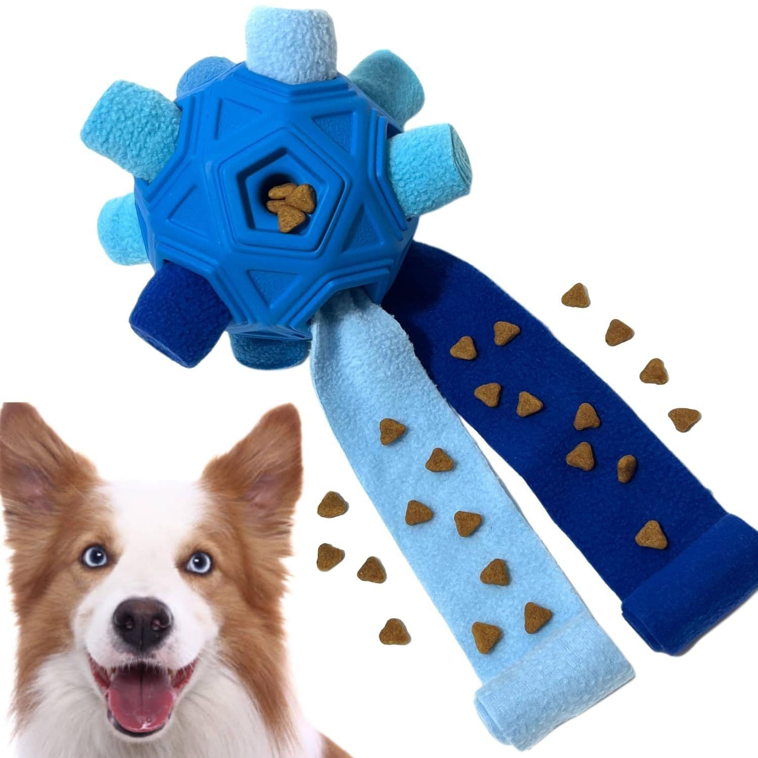 image-Sniffing Ball Dog Toy - Rainbow TPR Rubber Fleece