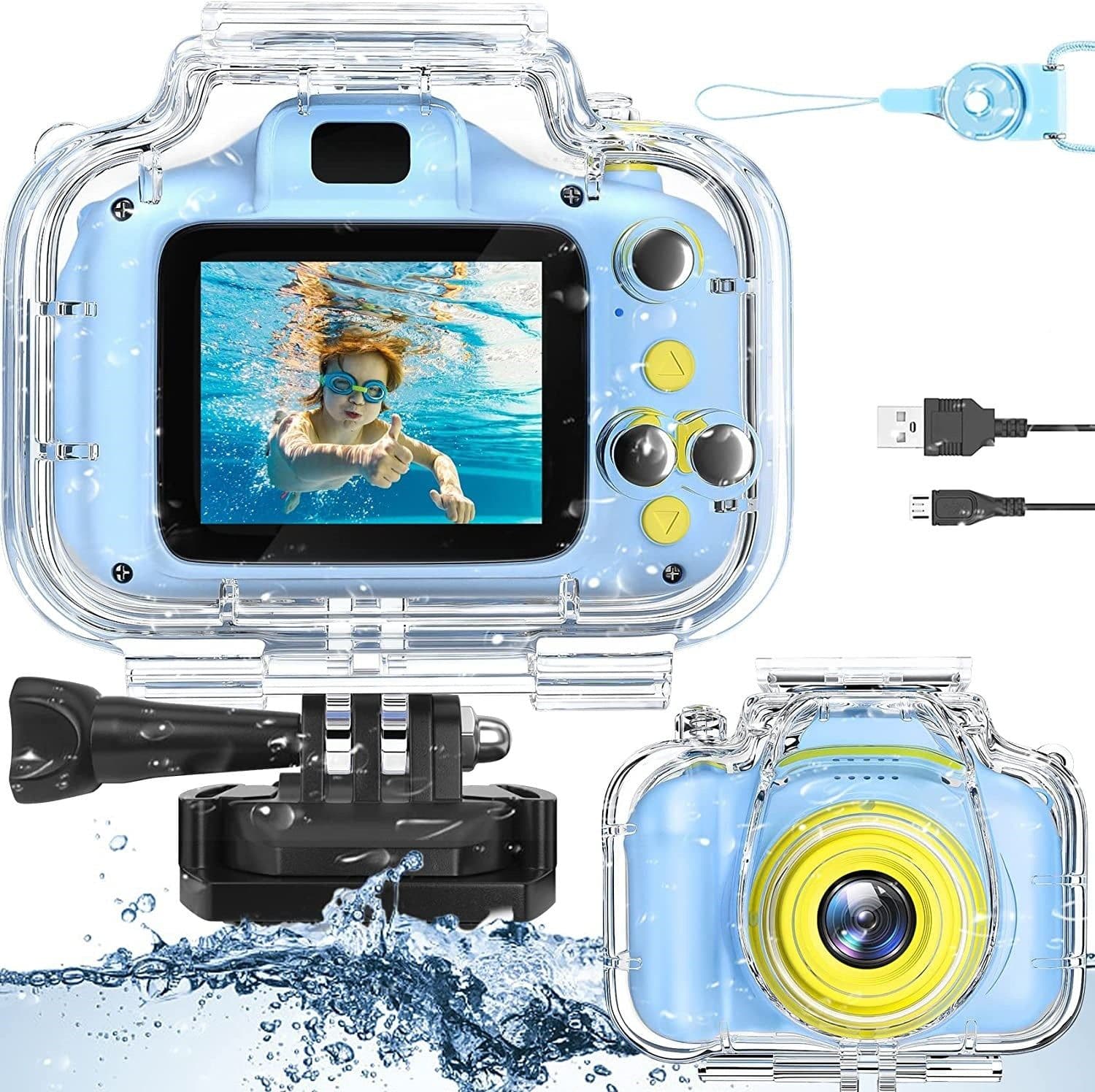 image-Kids' Waterproof Stand Mini Digital Camera, 30W HD Toy, TF16GB