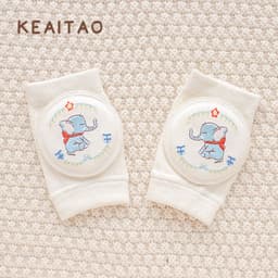image-Cute baby knee pads for boys and girls crawling protective gear baby toddler anti-fall pure white sponge elbow pads summer thin
