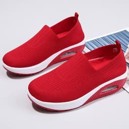 image-Mesh Women's Sports Shoes - Beige Flat Heel