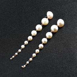 image-Cross-border hot-selling earrings European and American fashion all-match temperament gradient handmade pearl tassel long earrings for women