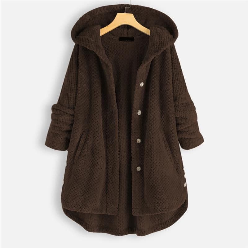 image-Women's Winter Hooded Fleece Sweater - Dark Blue 5XL