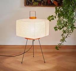 image-Japanese Noguchi Akari Rice Paper Floor Lamp Wabi-Sabi Style 1A Metal Orange