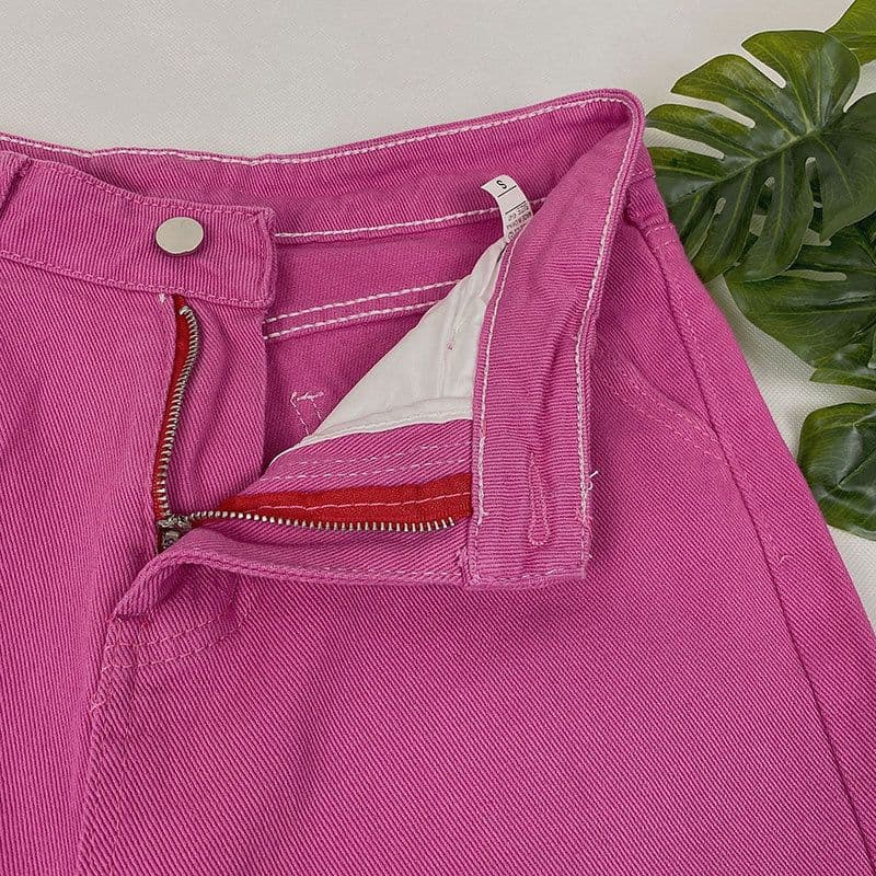 image-Purple Straight-Leg High-Waisted Pants