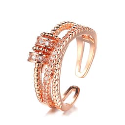image-Zircon Ring - White Gold Adjustable Geometric Open