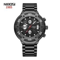 image-NIBOSI Men's Watch 46mm Quartz Black Gold