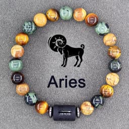 image-Tiger Eye Stone Zodiac Bracelet - Natural Stone Beaded