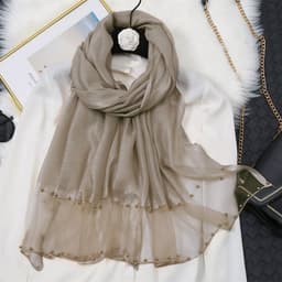 image-Beach Sunscreen Beading Scarf - Women 65*185cm, Thin Wool Blend Shawl (65 characters)