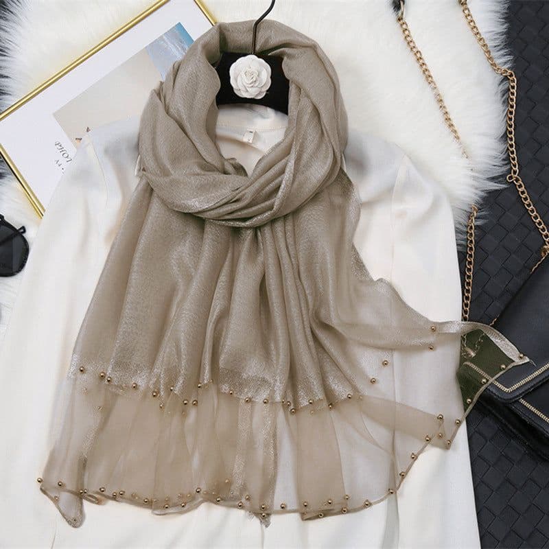 image-Beach Sunscreen Beading Scarf - Women 65*185cm, Thin Wool Blend Shawl (65 characters)