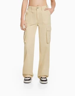 image-Women's High Waist Straight Leg Casual Pants - Gray Blue
