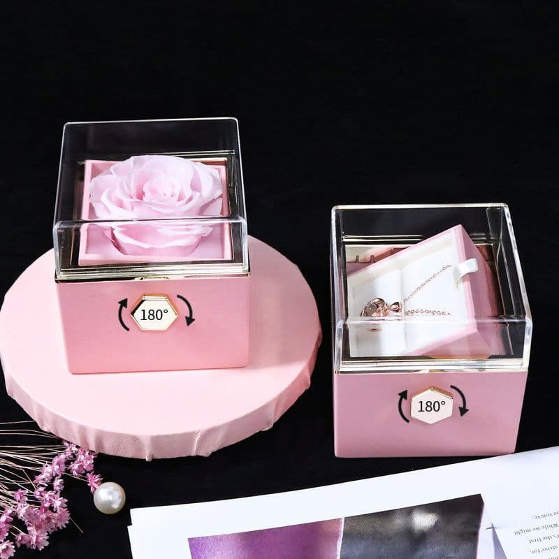 image-Creative Rotating Proposal Ring Box Rose Gold