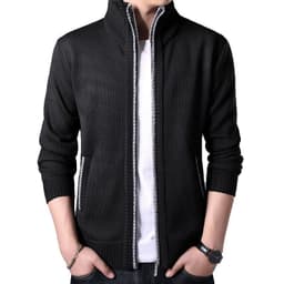 image-Men's Cardigan Sweater Jacket - Polyester Thick Long Sleeve