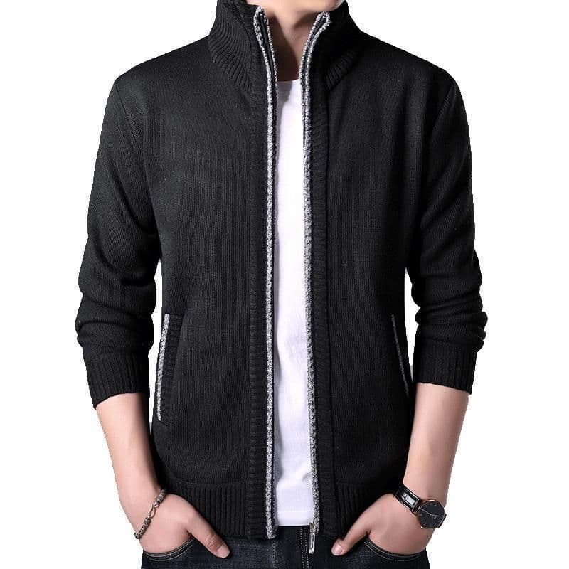image-Men's Cardigan Sweater Jacket - Polyester Thick Long Sleeve