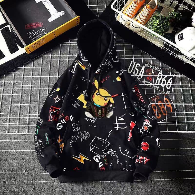 image-European & American Style Pikachu Hoodie - Casual Long Sleeve 3D Print Pullover