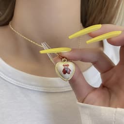 image-Korean Jewelry Cute Bear Clavicle Necklace, Fashionable Simple 10cm Chain for Women