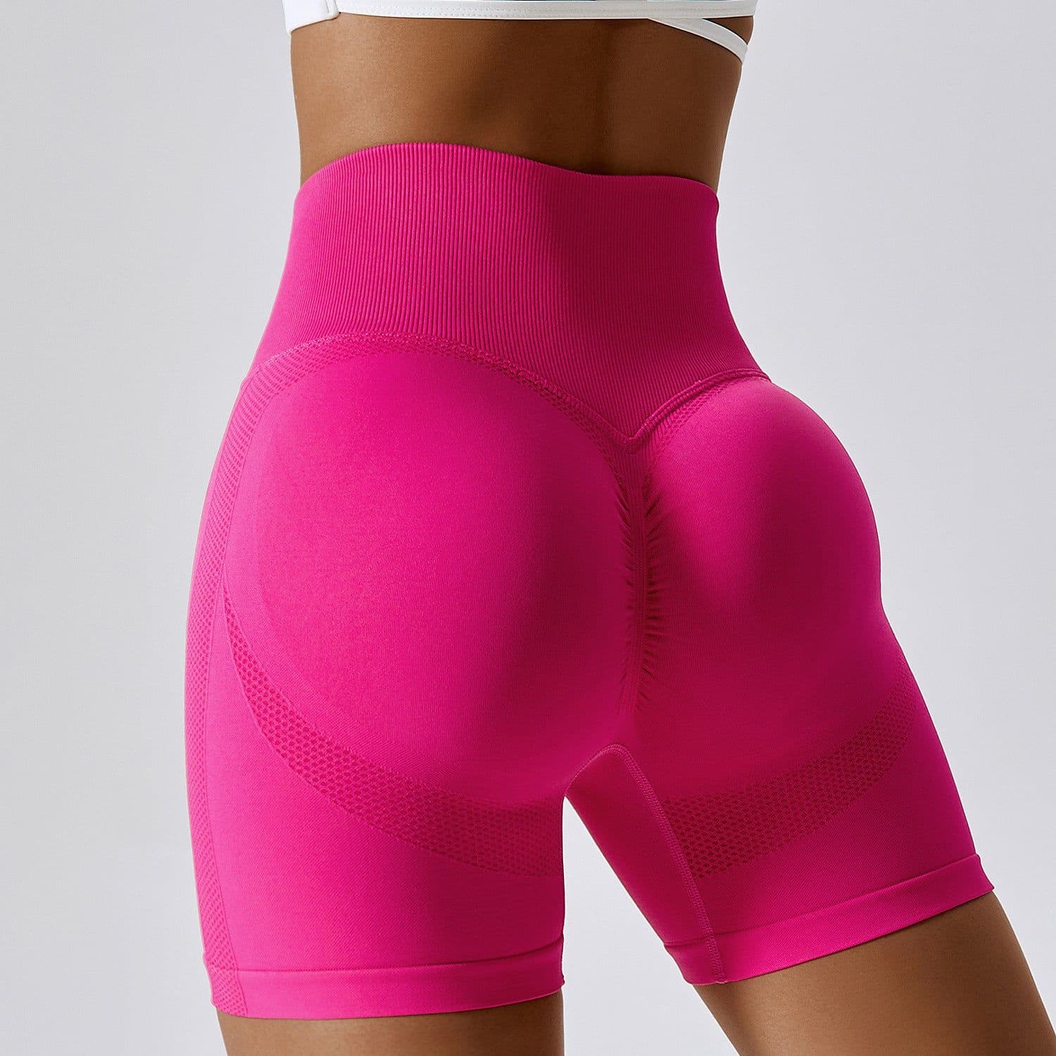 image-Light Gray Yoga Shorts - High Waist Women's Fitness