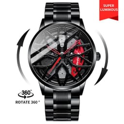 image-SVJ Men's Quartz Watch - 3D Hollow Forged Wheel Design