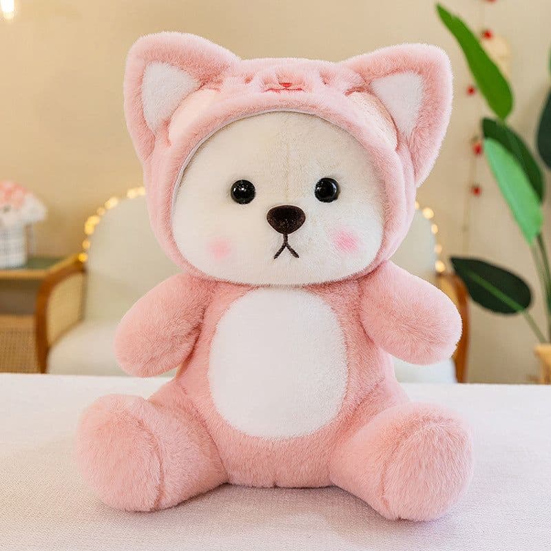 image-Little Bear Hug Strawberry Plush Toy - Teddy Bear Doll