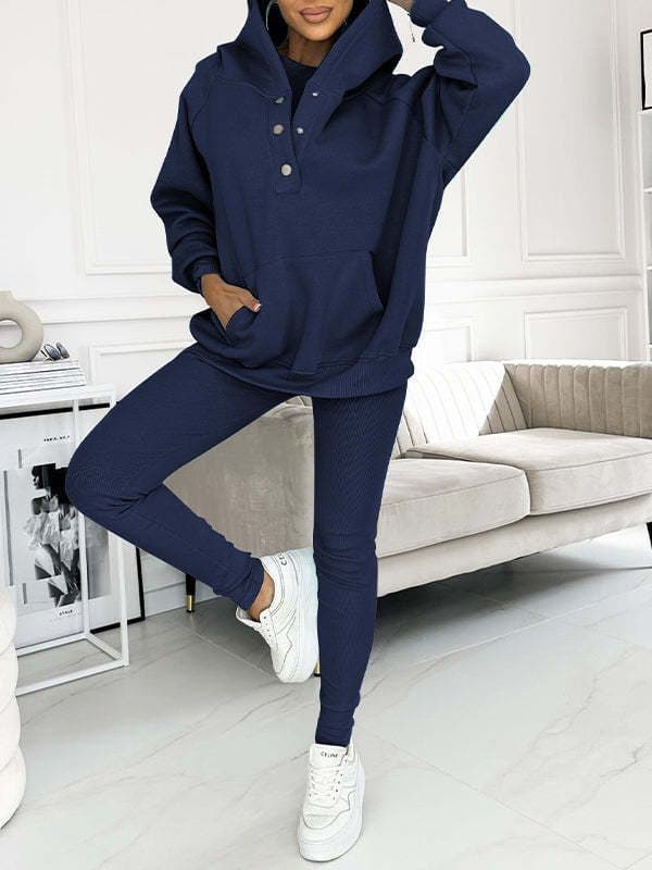image-Women's 2024 Slim Hooded Sweatshirt Three-Piece Set