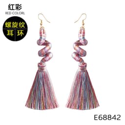 image-Green Tassel Earrings Women Bohemian Layered