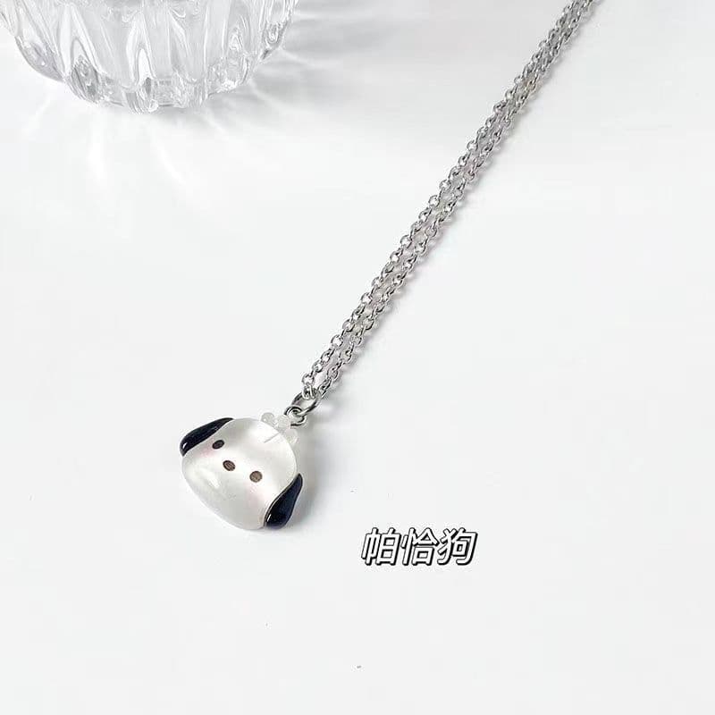 image-Original Japanese cute Sanrio couple necklace thin flashing cinnamon dog Pacha dog pendant boudoir honey necklace