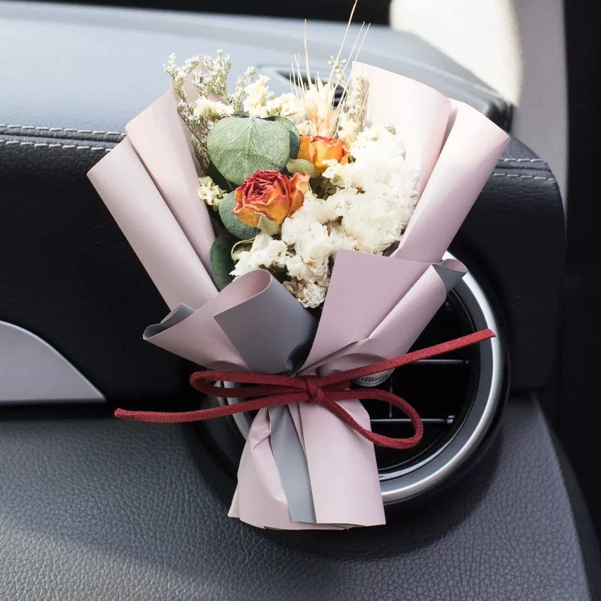 image-Aromatherapy Clip Bouquet - Beige Hydrangea Car Fragrance Decor