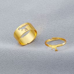 image-European Retro Couple Airplane Love Ring - Simple Hollow Design, Adjustable, Alloy Jewelry for Women