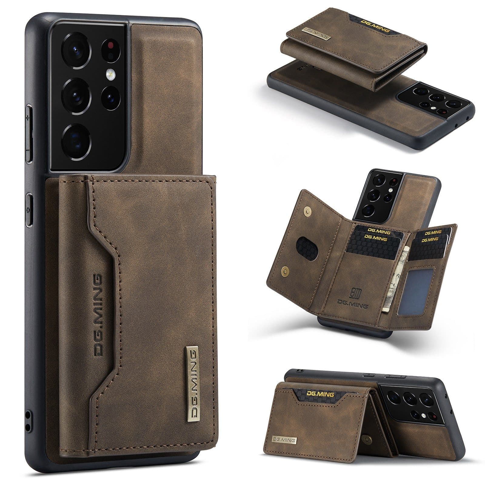 image-Factory direct M2 suitable for Samsung S21 Ultra magnetic suction card phone case S23 Ultra protective leather case