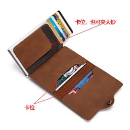 image-Aluminum alloy Airtag positioning wallet aluminum box anti-theft brush credit card bag snap button zipper hand holding creative card box male