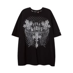 image-TKPA T-Shirt Cartoon Print Black XXL